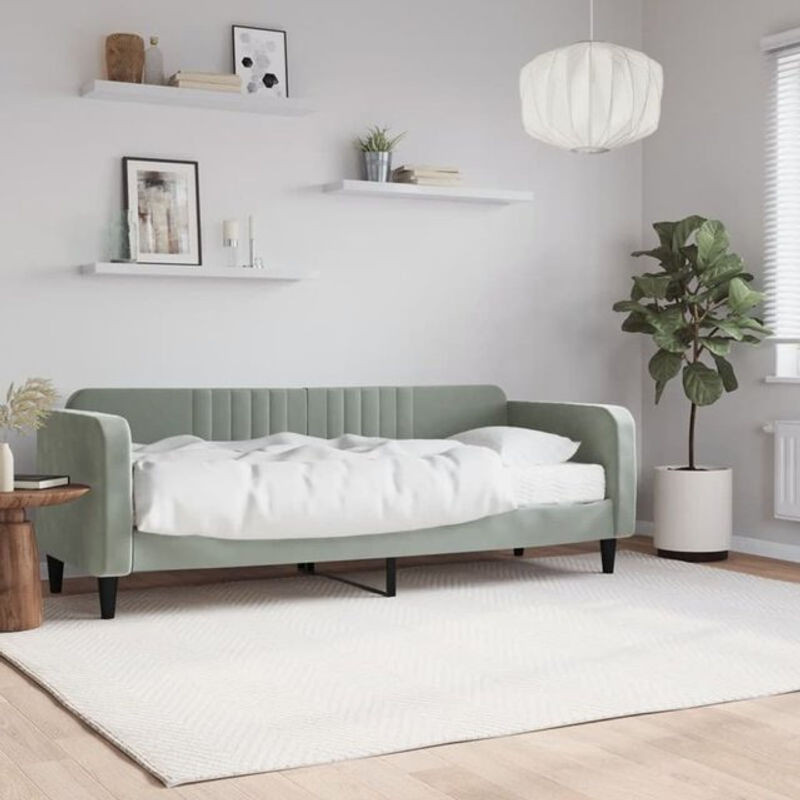 Modernes Polsterbett Tagesbett mit Matratze von vidaxl aus Metall und Samt in Grau B/T/H: 200 x 80 x 90 cm - Bild 1