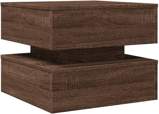 vidaXL Couchtisch mit LED-Leuchten in Braun Eichen-Optik, modern und quadratisch, B/T/H: 50 x 50 x 40 cm - Bild 1