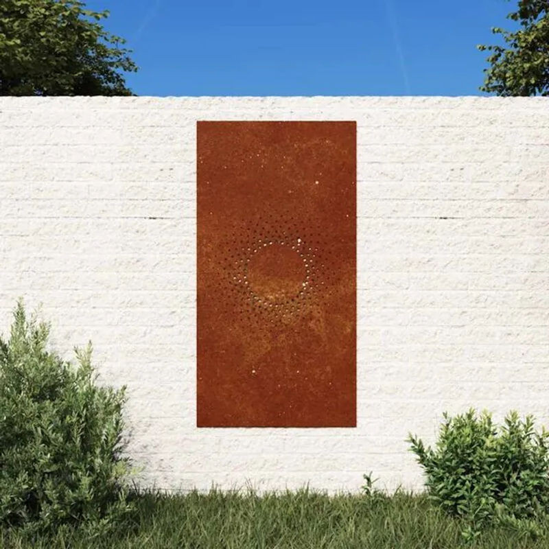 Garten-Wanddeko aus Cortenstahl mit Sonnen-Design von vidaxl in Braun und Rot, B: 105 cm, H: 55 cm - Bild 1