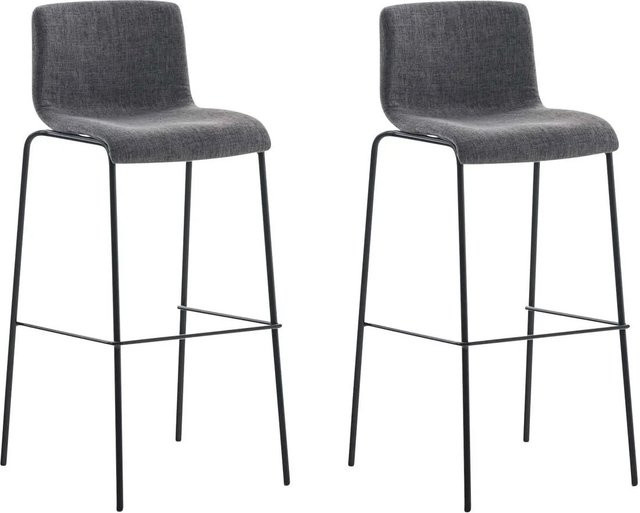 DELUKE 2er Set Barhocker TENAR mit Lehne aus Stoff in Hellgrau und Schwarz, B/T/H: 43 x 48 x 100 cm - Bild 1