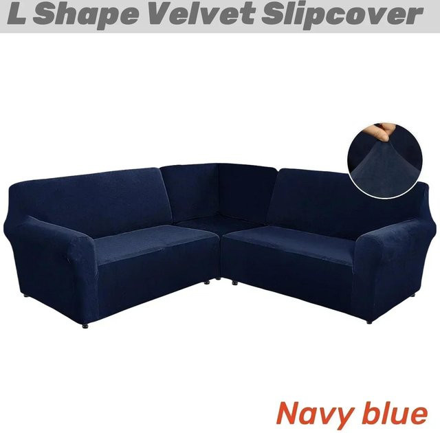 Yiran Furniture 3-teiliger L-förmiger Sofabezug aus Samt und Plüsch für modulare 5-Sitzer Ecksofas - Bild 1