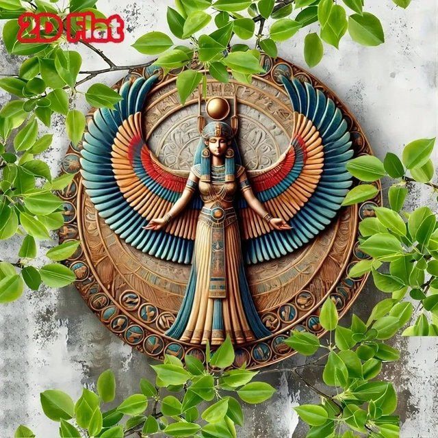 GoddessRoundEgyptian Rundes Aluminiumschild mit ägyptischer Göttin in Multicolor, Durchmesser: 20 cm - Bild 1