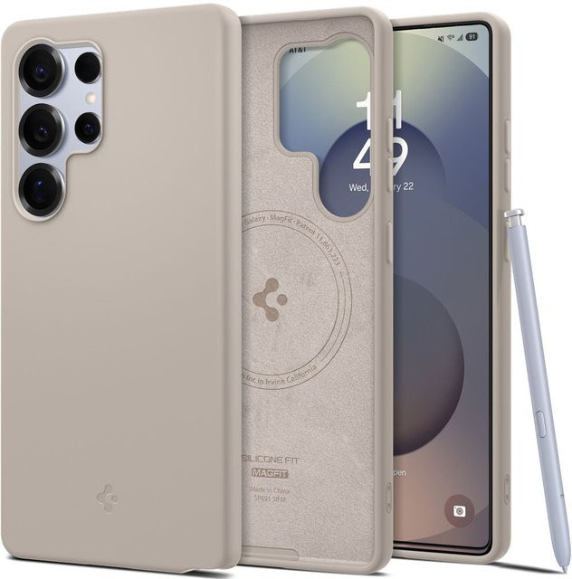 Spigen Silicone Fit MagSafe Schutzhülle für Samsung Galaxy S25 Ultra S938 in Beige - Bild 1