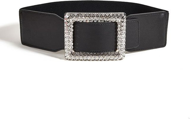 Ruidi bb Gürtel, elastisch, Strass-Quadrat-Schnalle, Damen, 80cm, 6cm, black - Bild 1