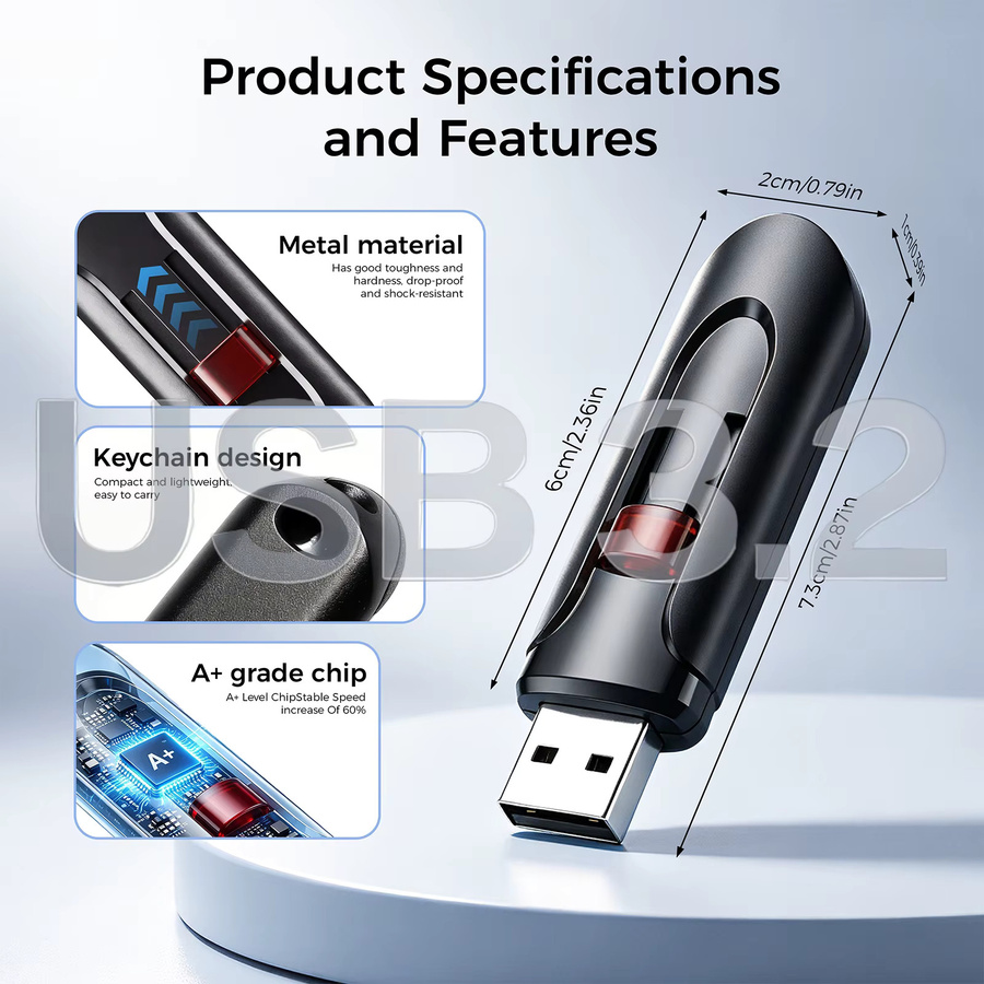 JASTER USB 3.2 Flash Drive USB-A Speicherstick in Schwarz - Bild 2