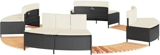 vidaXL Whirlpool-Umrandung aus Poly-Rattan und geöltem Akazienholz in Schwarz - Bild 1