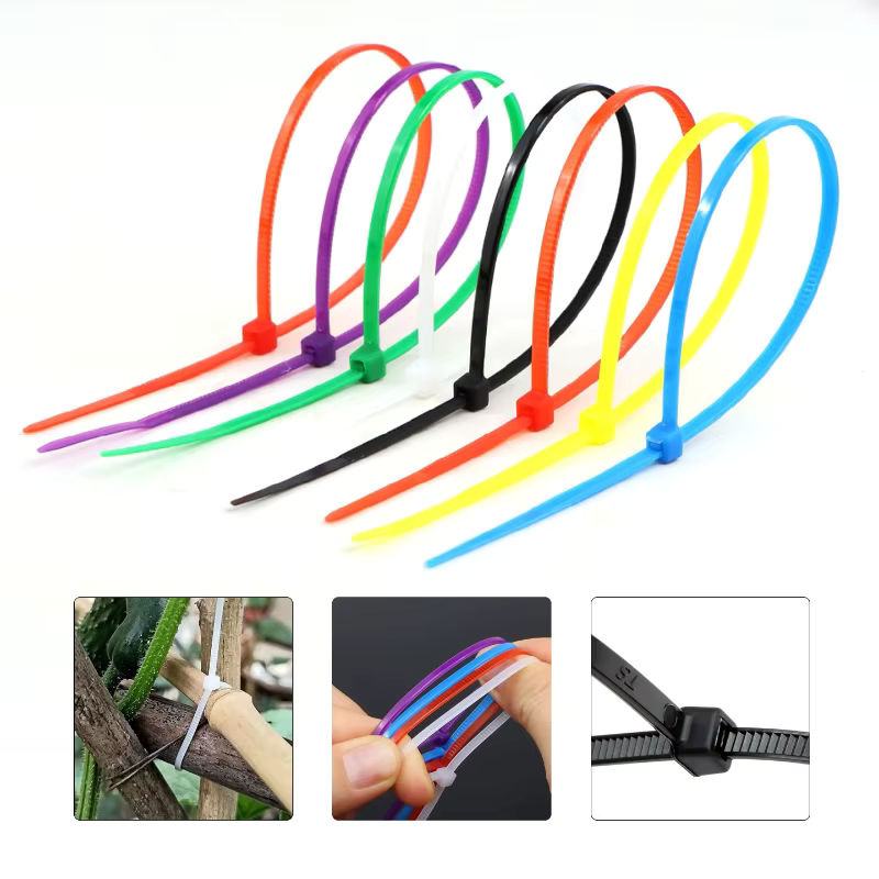 Selbstsichernde Nylon-Kabelbinder aus Kunststoff in Mehrfarbig, Länge: 100 mm, 150 mm und 200 mm - Bild 3