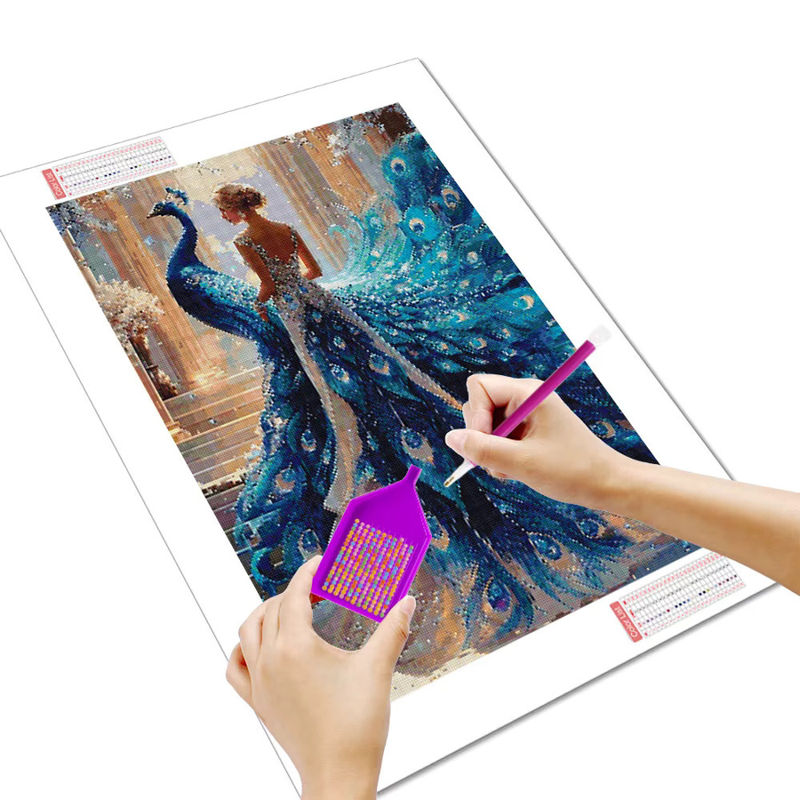 Huacan 5D DIY Diamantmalerei Pfau Prinzessin, Diamant-Mosaik, Tier-Porträt-Set - Bild 2