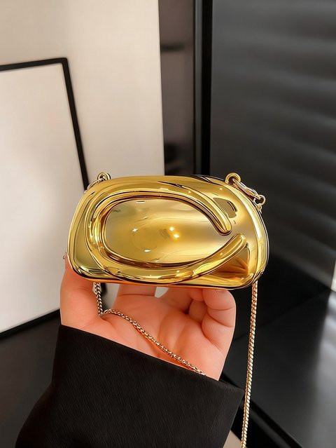 MIYIN Umhängetasche, Goldene Metallverschluss-Clutch-Tasche, Damen - Bild 1