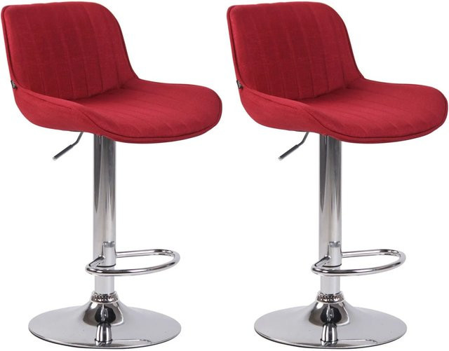 DELUKE 2er Set Barhocker BEKIM in Rot mit Lehne, höhenverstellbar und drehbar, B/T/H: 50 x 50 x 86 cm - Bild 1