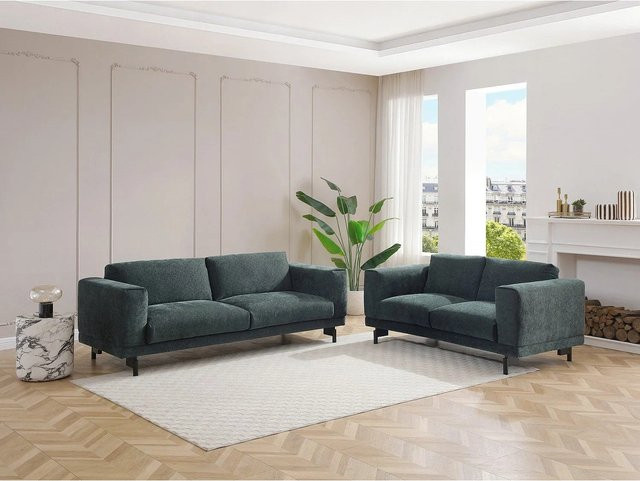 Dembola Sofa Grün Chenille-Stoff B/T/H: 220 x 172 x 85 cm - Bild 1