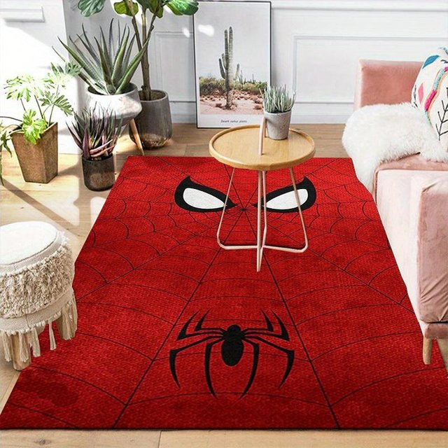 Marvel Spider-Man Teppich in Rot mit Cartoon-Motiv, rutschfeste und waschbare Samt-Fußmatte, B/B: 100 x 120 cm - Bild 1