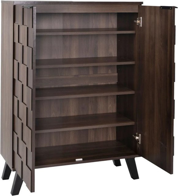 okwish Schuhschrank mit 5 Fächern in Holzmaserung, Braun, B/T/H: 80 x 35,5 x 110 cm - Bild 1