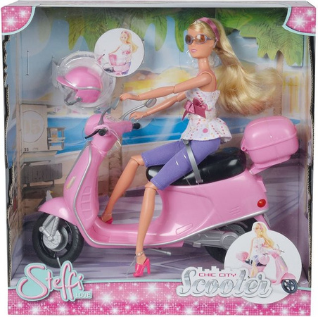 Simba Steffi Love Chic City Scooter, Roller, pink, Puppe mit Zubehör