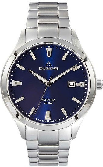 Dugena Herrenuhr Tresor Master, Quarz, Edelstahl, Blau, 42 mm - Bild 1