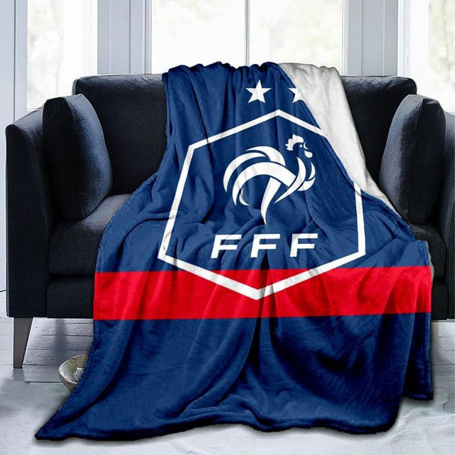 Happiness Goods B Flanelldecke mit Frankreich Fußballverein Wappen in Blau, B/H: 75 x 90 cm - Bild 1