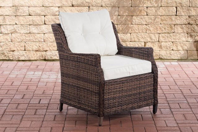 TPFGarden Sessel Pantheon in Cremeweiß und Braun-meliert aus Aluminium und Polyester - Bild 1