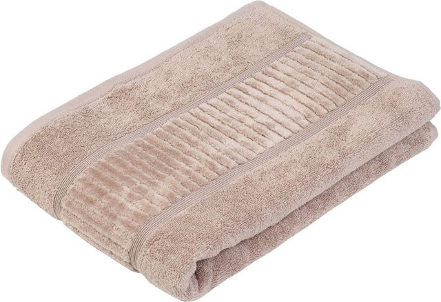 GÖZZE Bio Baumwoll-Badetuch mit Bordüre in Beige, Breite: 100 cm, Länge: 150 cm - Bild 1