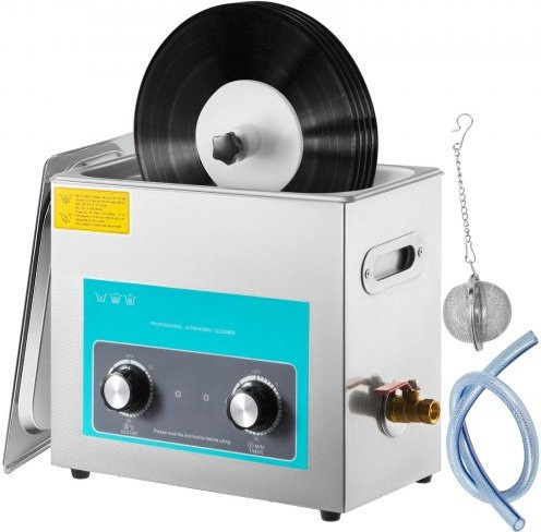 VEVOR Digitaler Ultraschall Schallplatten Reiniger aus Edelstahl mit Heizung und Timer, 6 l, Silber, H x B x T: 28,5 x 18 x 33 cm - Bild 1