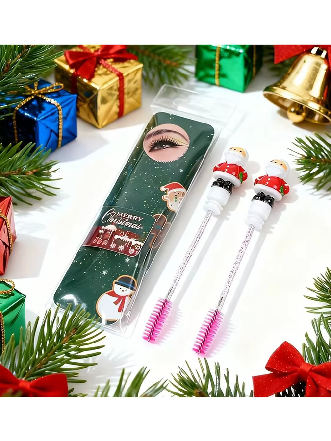 Weihnachts-3D-Weihnachtsmann Wimpern- und Augenbrauenpinsel, 2 Stück, Unisex - Bild 6