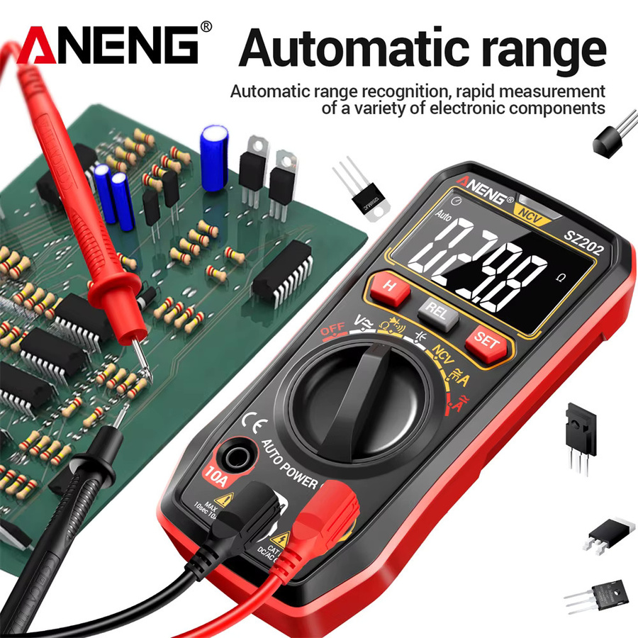 ANENG SZ202 Digitales Multimeter zur Messung von AC/DC Spannung, Strom bis 10A, Widerstand und Kondensatoren mit NCV-Funktion und Buzzer - Bild 4