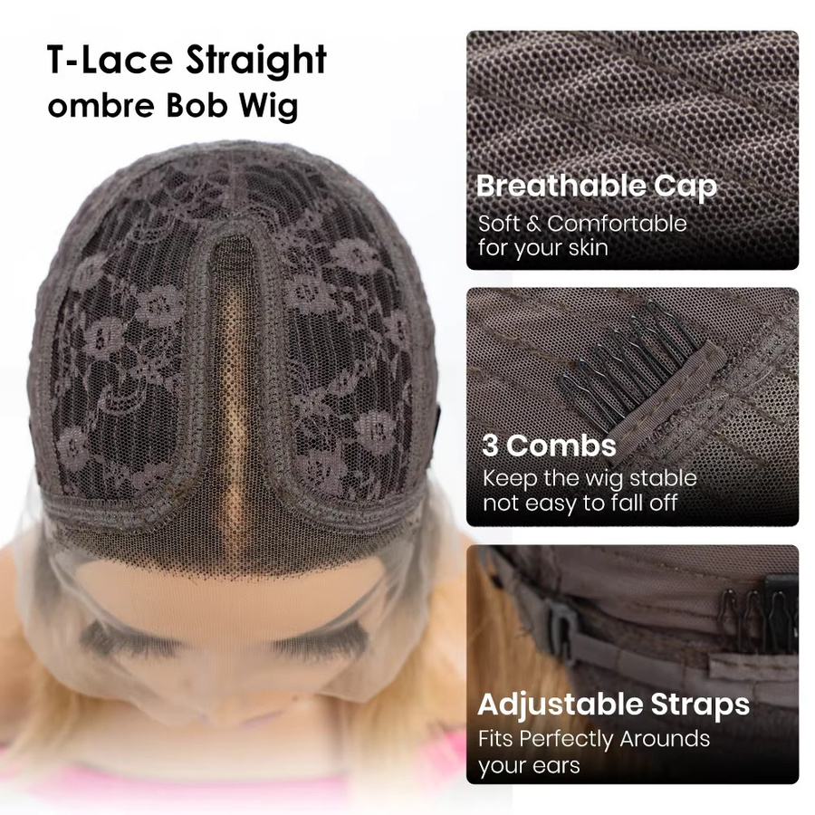 Allure Bob-Perücke, braun, glatt, 100% brasilianisches Remy Echthaar, T-Teil Lace Front - Bild 5
