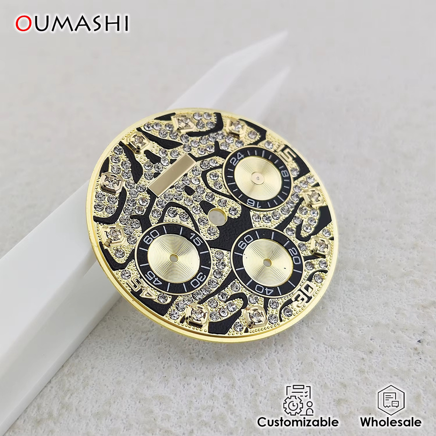 OUMASHI Uhrenzifferblatt, 29 mm, Tigermuster, Diamant-Indexe - Bild 2