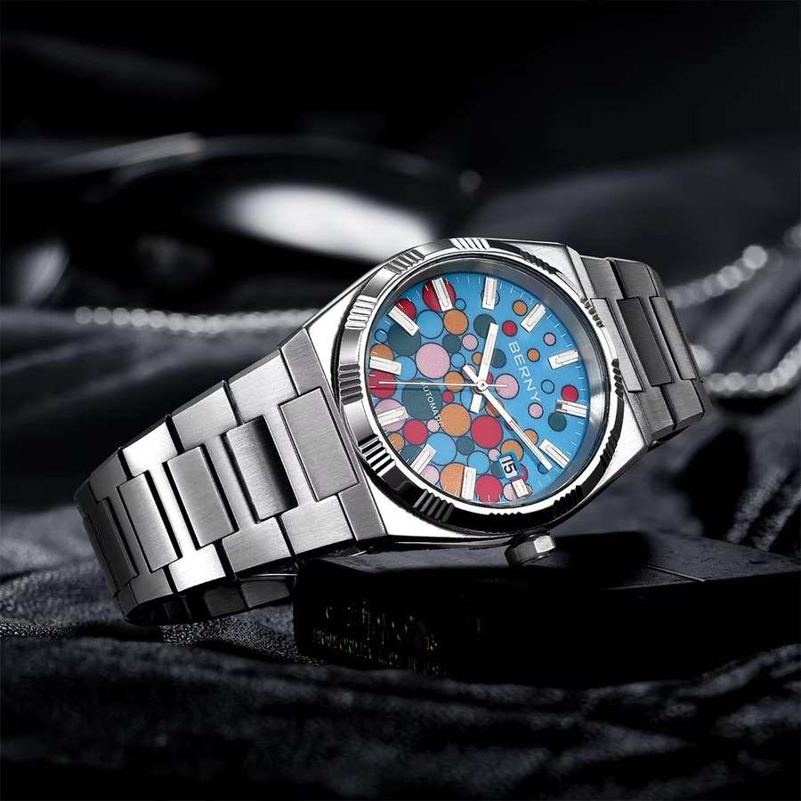 BERNY Armbanduhr Automatik, Edelstahl, Blau, Saphirglas, Herren - Bild 3