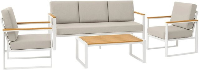 DELUKE Lounge-Gruppe ROROS Gartenloungeset aus Aluminium und Stoff in Weiß B/T/H: 323 x 144 x 75 cm - Bild 1