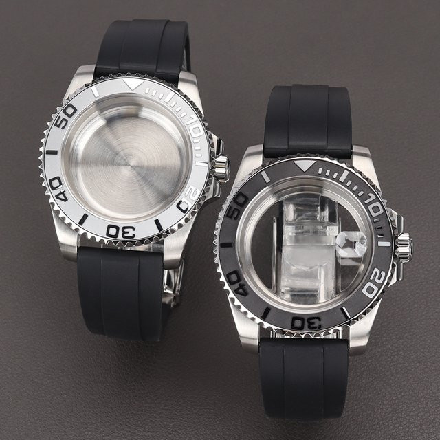 YEJIAOLAN Taucheruhrengehäuse, Keramiklünette, Saphirglas, 40 mm, Silber, Unisex - Bild 1