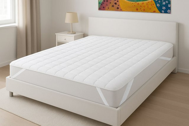 GRANA HOME Matratzenschoner aus Baumwolle, Weiß, B/L: 160 x 200 cm - Bild 1