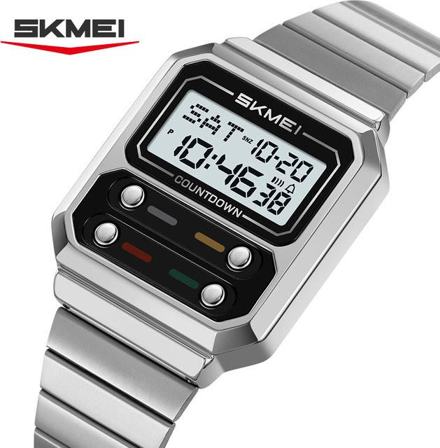 SKMEI Digitaluhr, Quarz, Edelstahl, Schwarz, Silber, Unisex - Bild 1