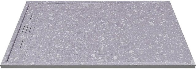Vente-unique Duschwanne Lyrosa rechteckig aus Mineralguss in Grau und Weiß, Breite: 140 cm - Bild 1