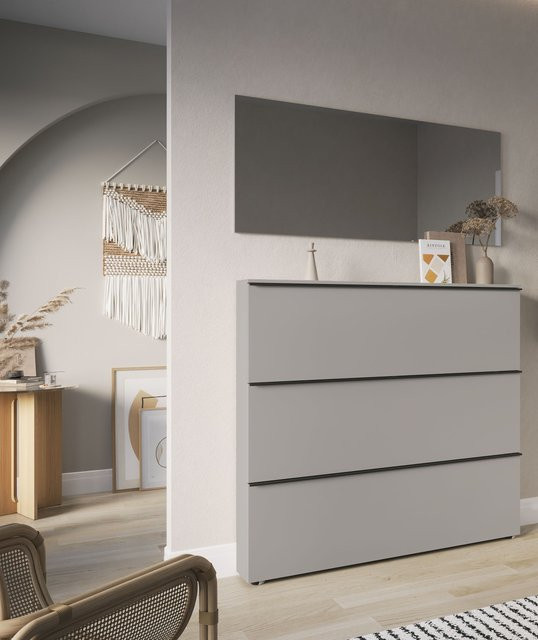 Garderobe vito Solino modern in Grau mit Spiegel und Schuhschrank, B/H/T: 140 x 210 x 40 cm - Bild 1