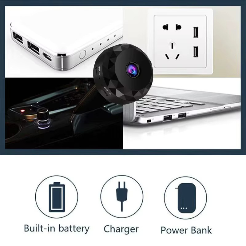SSET Mini WLAN Sicherheitskamera mit 170° Weitwinkel, CMOS Nachtsicht und Bewegungserkennung, Schwarz - Bild 2