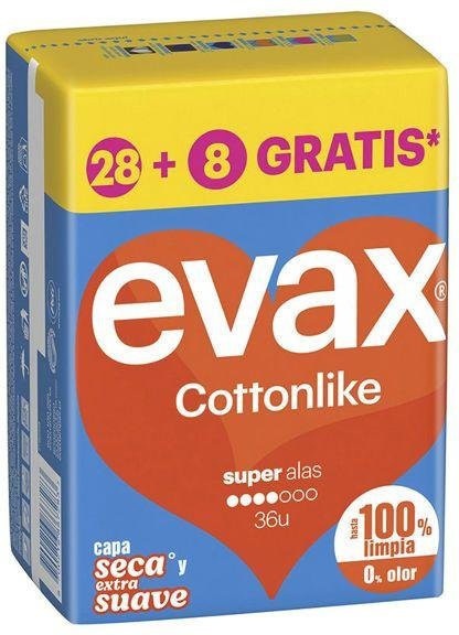 EVAX Cottonlike Super Wings Hygienebinden, 36 Stk., Damen - Bild 1