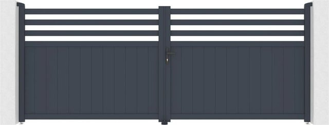 Casanoov Elektrisches Flügeltor Nevis aus Aluminium in Grau inklusive Ranger B150 Drehtorantrieb, B/H: 400 x 160 cm - Bild 1