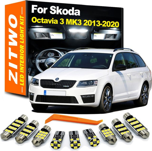 ZITWO LED Innenraumbeleuchtungs-Set für Skoda Octavia 3 MK3 III A7 Limousine und Combi (2013-2020) mit Dome- und Kartenleselampen sowie Fußraumbeleuchtung - Bild 1