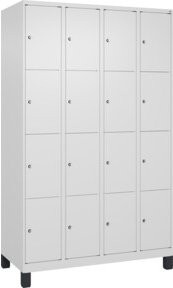 C+P Schließfachschrank Classic PLUS mit 4 Abteilen und Füßen, Farbe RAL 9016 Verkehrsweiß, B/T/H: 120 x 50 x 195 cm - Bild 1