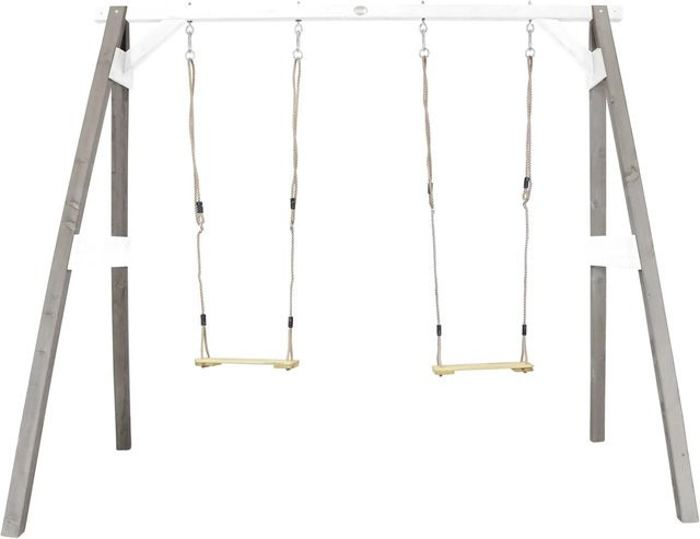 Axi Doppelschaukel aus Hemlock-Holz in Grau-Weiß, B/T/H: 160 x 254 x 207 cm - Bild 1