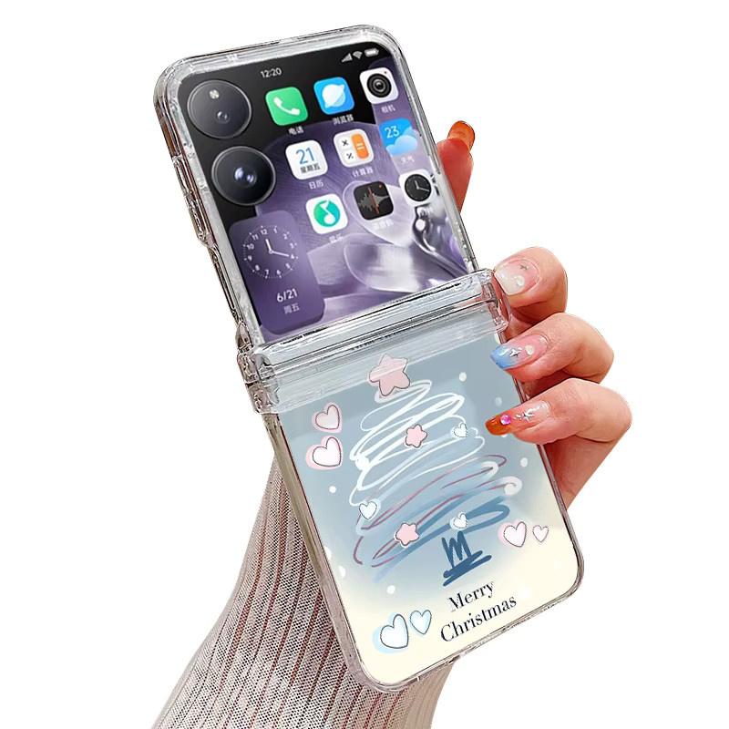 Stoßfeste transparente Handyhülle mit Weihnachtsmann Motiv für Xiaomi Mix Flip aus hartem PC - Bild 3