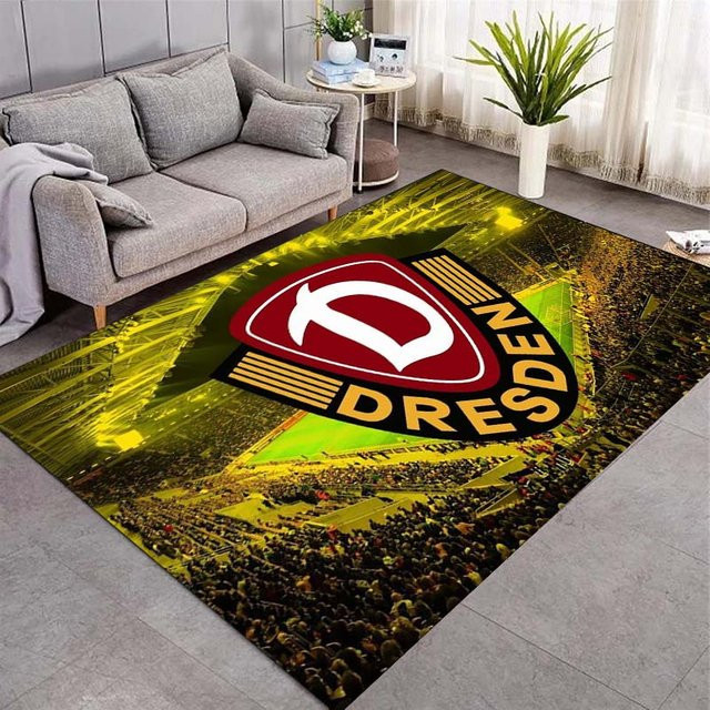 Bereichsteppich SG Dynamo Dresden Vintage Streifen mit Wappen Druck, rutschfest und waschbar, B/T: 70 x 100 cm - Bild 1