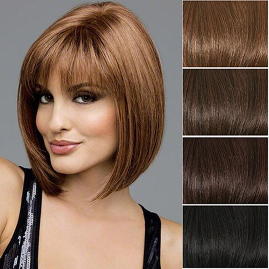 DILA WIG Damen-Haarteil, kurzer Bob-Stil, dunkelbraun - Bild 3