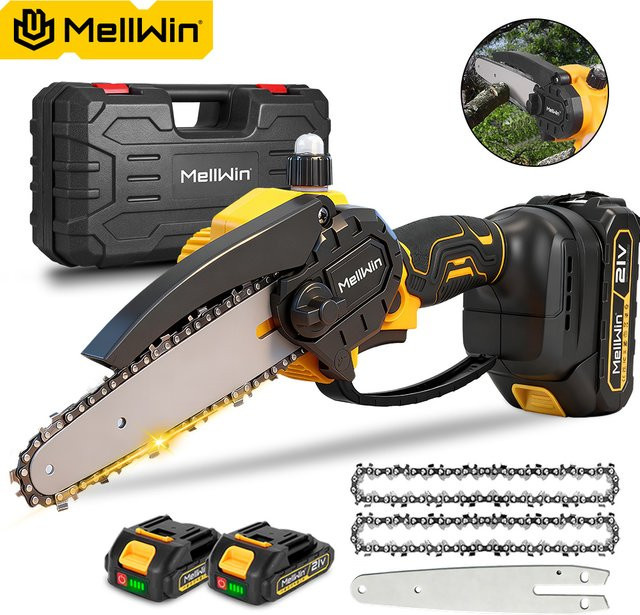 MELLWIN 6 Zoll kabellose elektrische Astsäge, wiederaufladbare Mini-Elektrokettensäge für Makita 18 V Akku-Pin - Bild 1