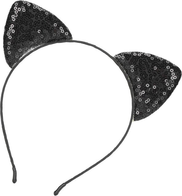 Stirnband Katzenohren, Pailletten, Schwarz, Damen - Bild 1
