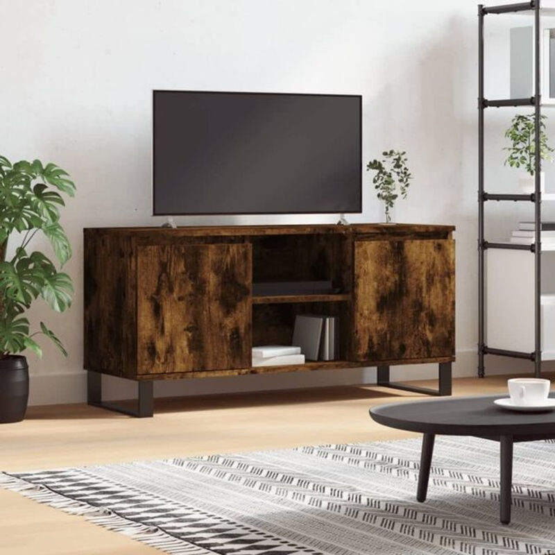 Vidaxl TV-Schrank im Industrial Design aus Holzwerkstoff und Metall, Braun, B/T/H: 104 x 35 x 50 cm - Bild 1