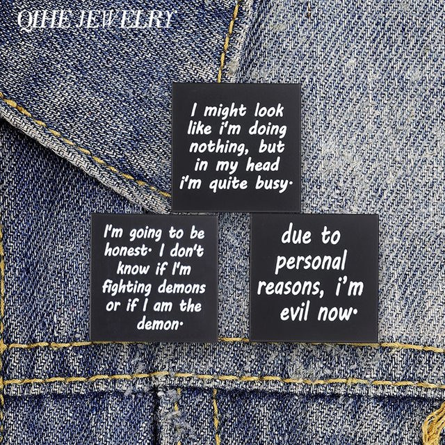 QIHE JEWELRY Brosche, Emaille-Pin, Punk-Text-Abzeichen - Bild 1