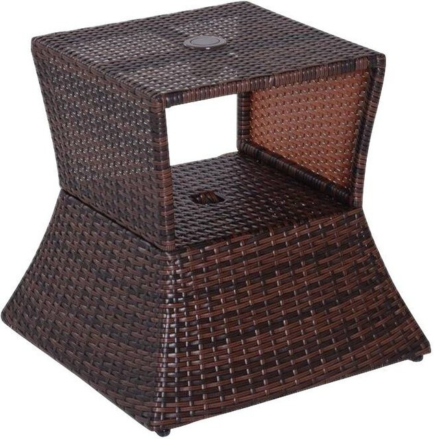 Outsunny Gartentisch aus Polyrattan und Metall in Braun, quadratisch, B/T/H: 54 x 54 x 55 cm - Bild 1