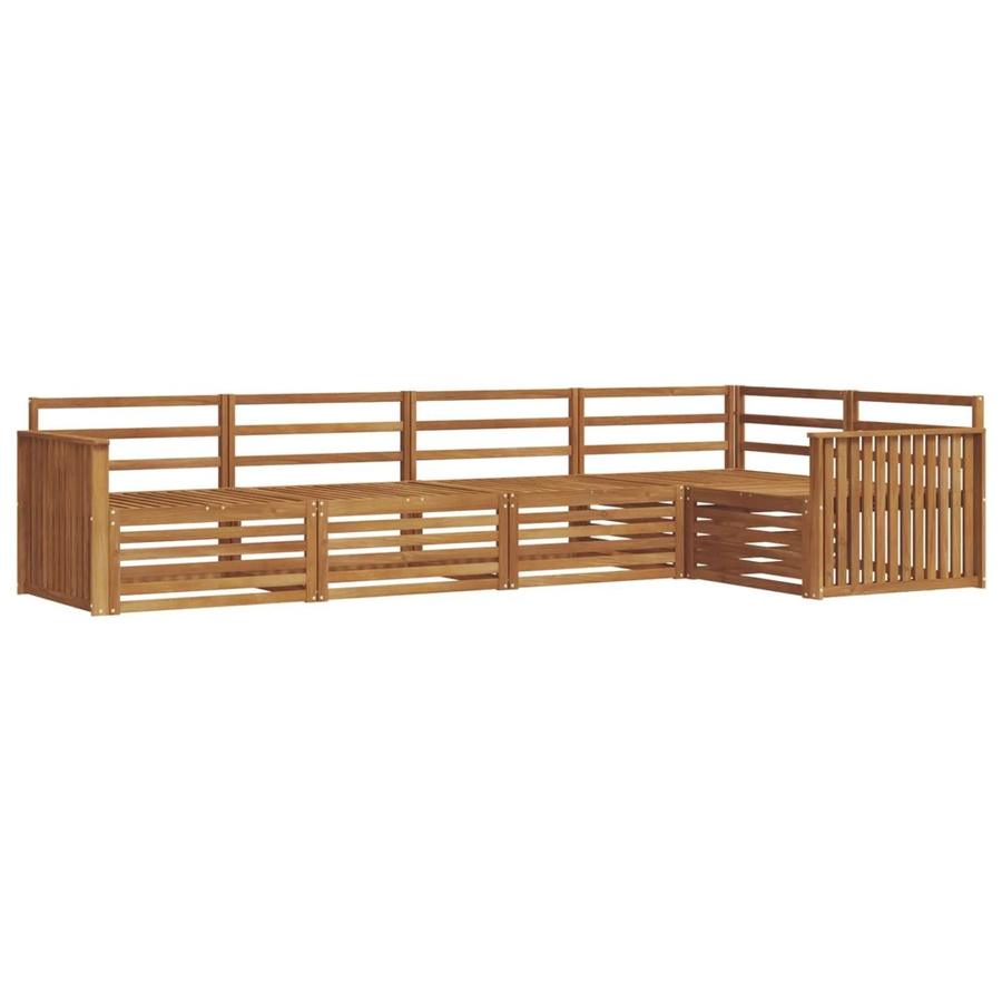 vidaXL Outdoor-Sofagarnitur 5-teilig aus Massivholz Akazie in Braun, L-Form mit Ecksofa und Mittelsofas - Bild 2
