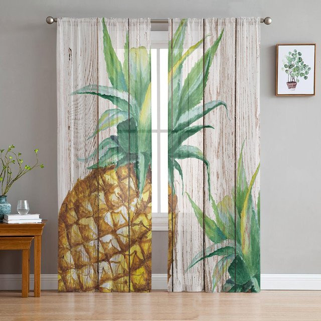 Transparente Tüll Vorhänge mit Pflanzen- und Rankenmuster von Yiran Furniture, Organza-Gardinen für Wohnzimmer und Küche, Farbe: Transparent/Mehrfarbig, Breite: 135 cm, Höhe: 115 cm - Bild 1